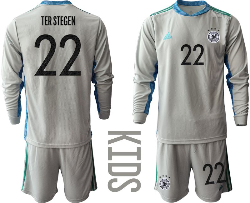 Youth 2021 World Cup National Germany gray long sleeve goalkeeper #22 Soccer Jerseys